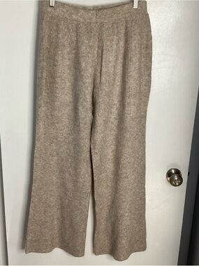 NWOT Wide-Leg Ribbed Knit Pants in Beige XXL